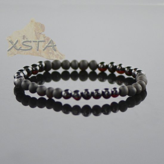 Black Amber bracelet raw polished beads